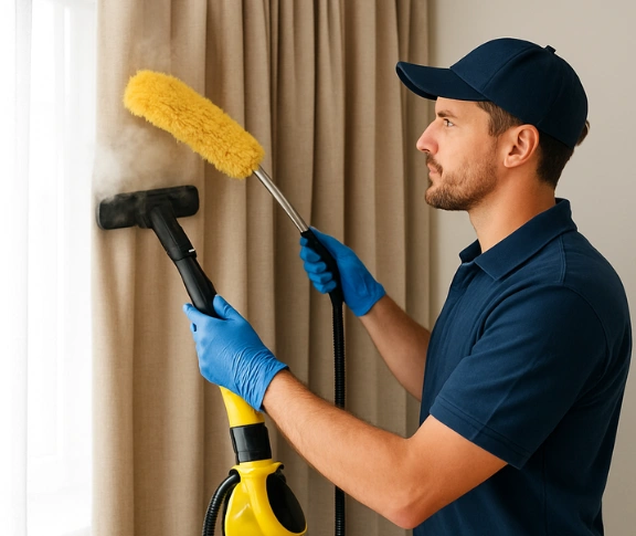 Trusted curtain steam cleaning technician Matty Curtain Cleaning korobeit-vic QLD